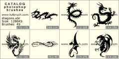 китайские драконы - превью кисти фотошоп