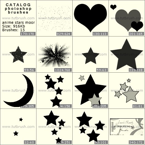 Photoshop brushes Anime hearts and stars
