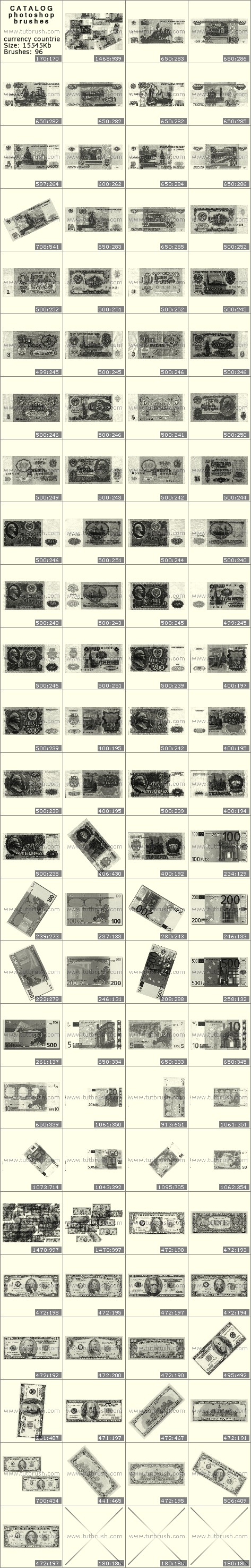 Photoshop brushes Currency countries
