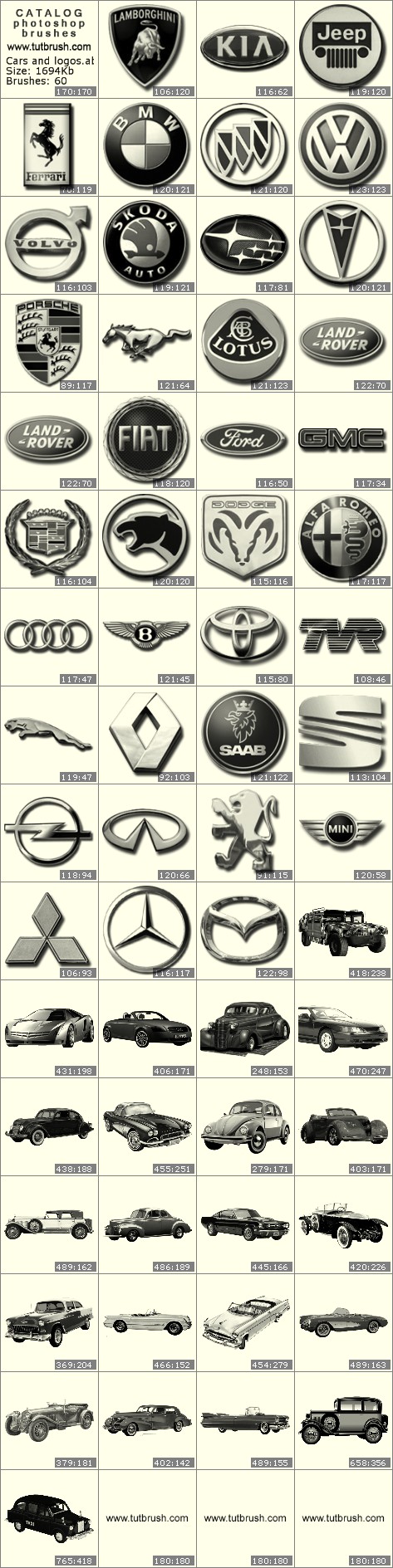 Photoshop brushes Car logo: KIA, Jeep, BMW, VOLVO