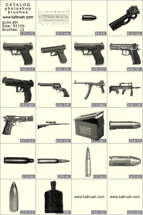 Photoshop brushes Weapons: a gun and ammo