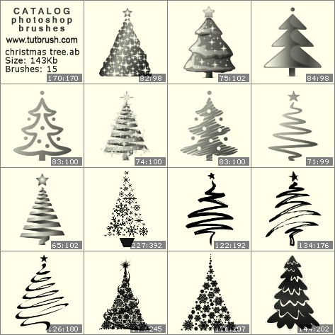 Photoshop brushes Christmas trees