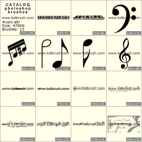 Photoshop brushes Musical instruments and notes