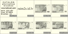 монеты евро и бумажные - превью кисти фотошоп