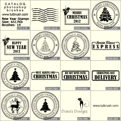 Photoshop brushes New Year Stamps