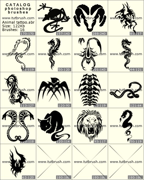Photoshop brushes Tattoo Dragons Scorpion
